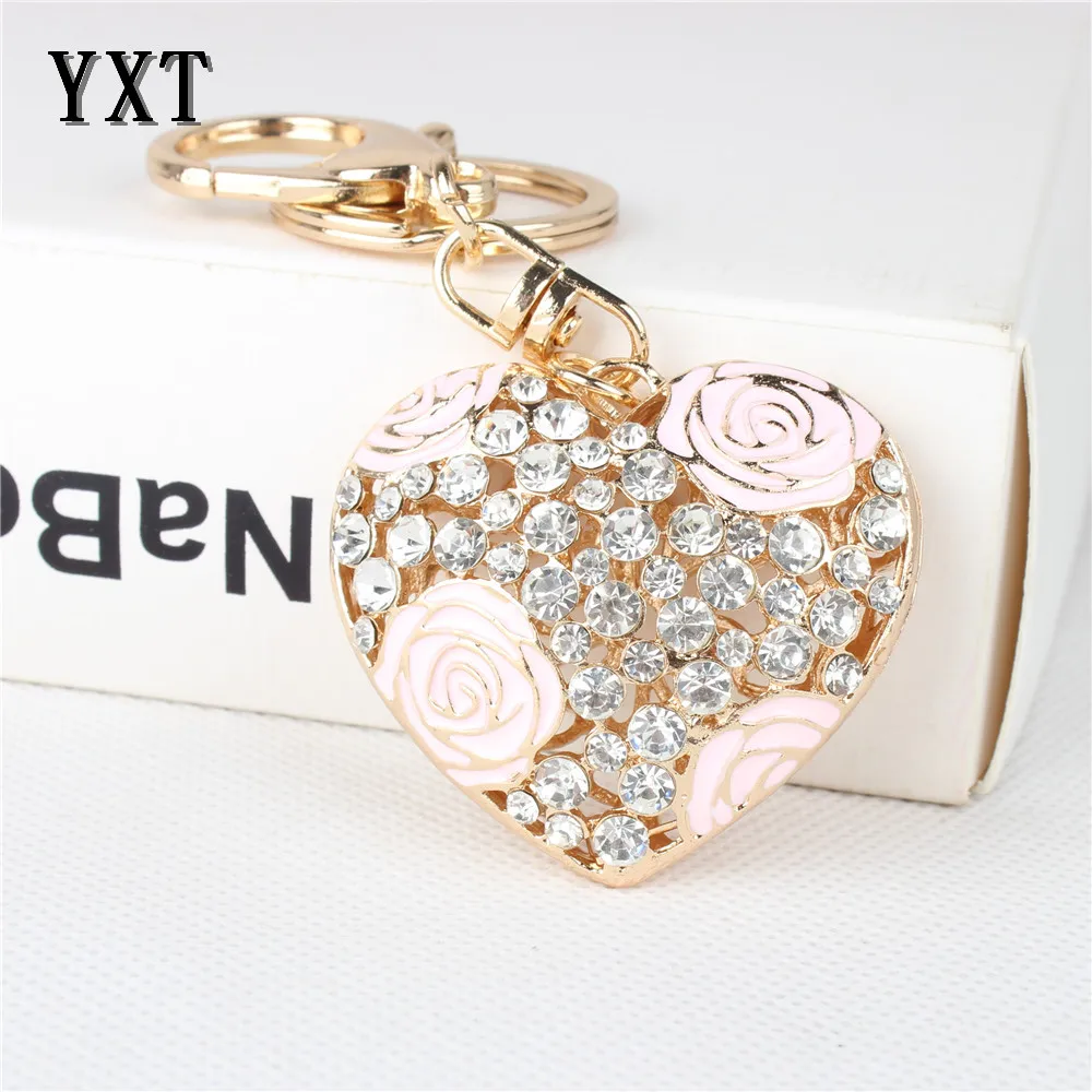 Женский брелок с подвеской в виде розового сердца и розы|key ring chain|key ringcar key |