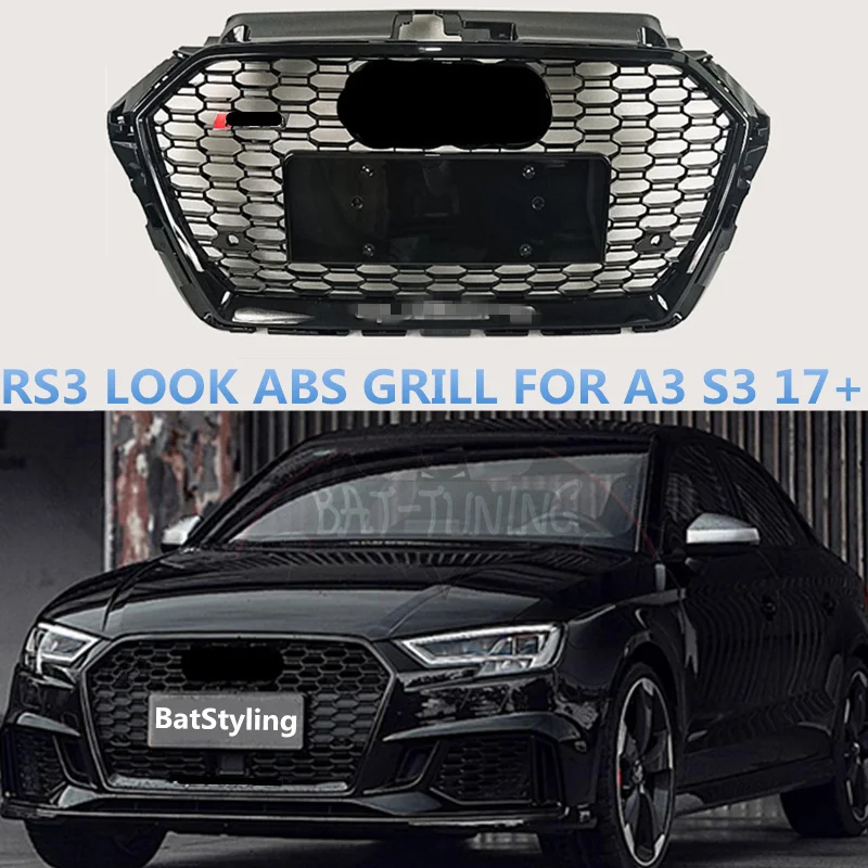 Черная рамка сотовая решетка ABS для A3 S3 RS3 17-19 Шестигранная сетка переднего бампера Sport Edition гоночная решетка с/без эмблемы
