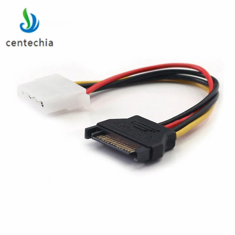 Centechia 15 Pin SATA штекер к Molex IDE 4 контактный Женский адаптер удлинитель Кабель питания