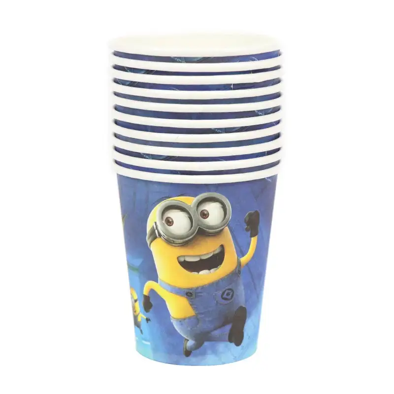 Cups -10pcs Миньоны тема Мультфильм партия набор одноразовая посуда тарелка салфетки баннер день рождения коробка конфет Baby Shower вечерние принадлежности для декора - Цвет: Cups -10pcs