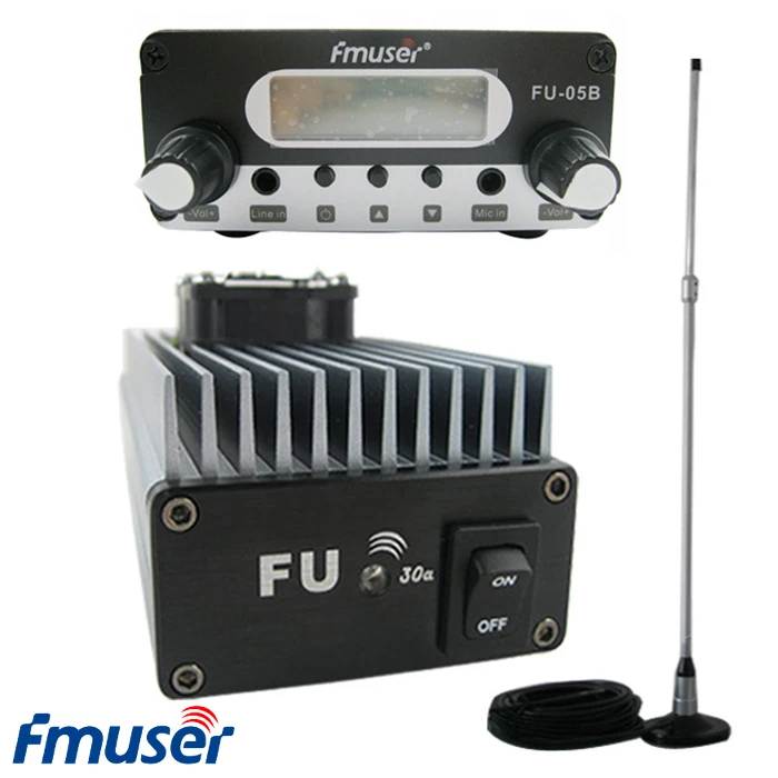 FMUSER FU 30A 30 Вт FM Усилитель мощности + 05B 0 5 fm возбудитель CA200 Автомобильная присоска