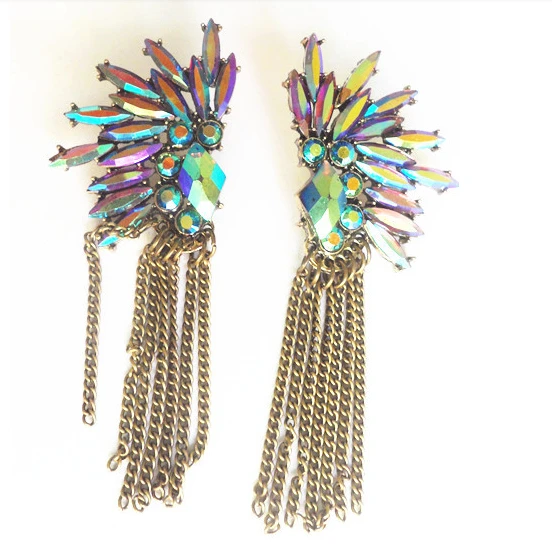 2014 New Arrive Bohemia Colorful Tassels Retro Drop Earrings Indians PUNK Peacock for girls | Украшения и аксессуары