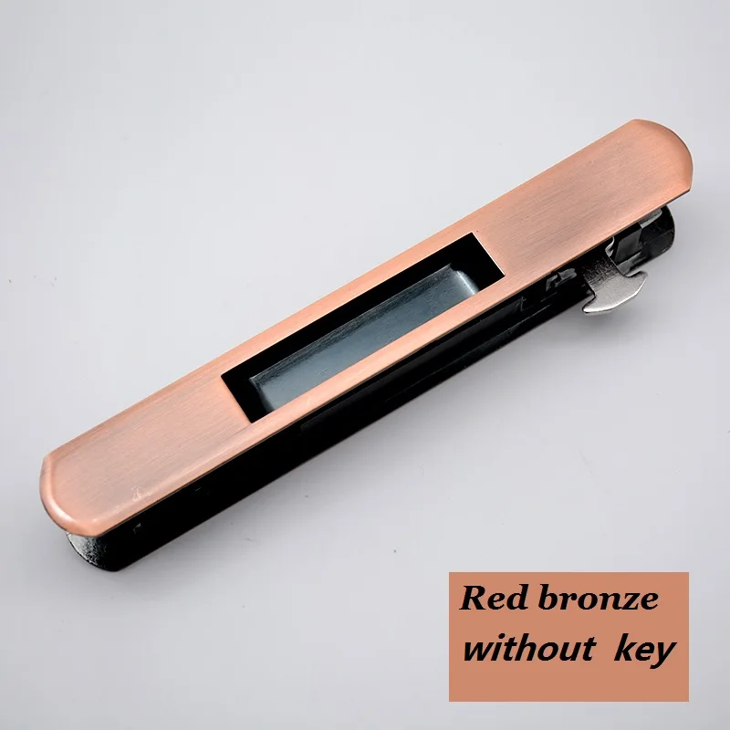 Red without key Mute Mortice замок для раздвижной двери Hidde ручка межкомнатная дверь Pull Lock Современная Противоугонная комната деревянная дверь замок мебель оборудование - Цвет: Red without key