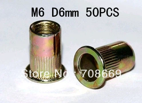 

50pcs Flat Head Metric Steel M6 Blind Insert Rivet Nut Rivnut