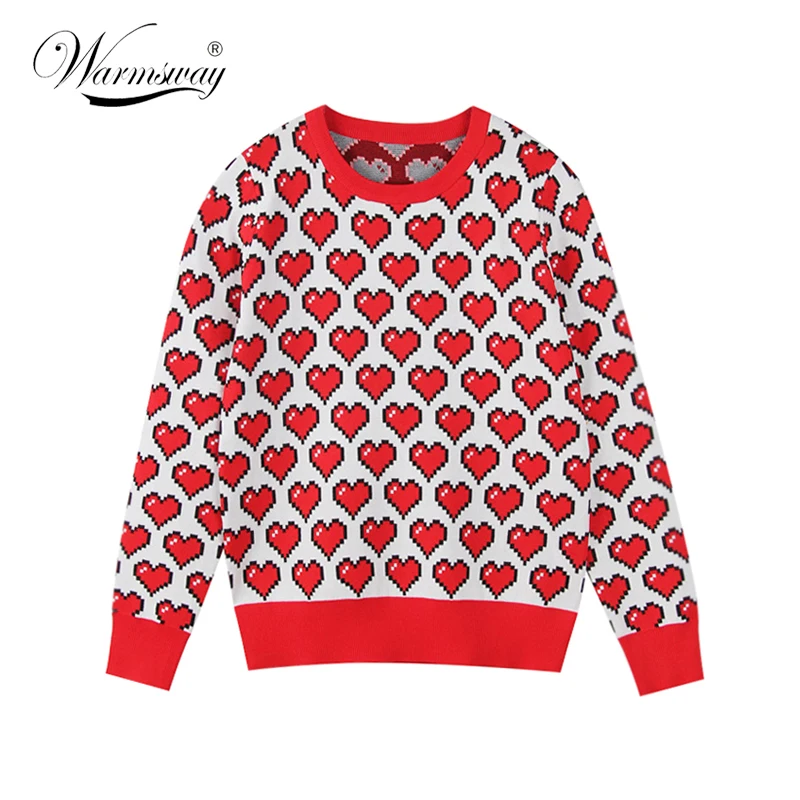 New Fashion Sweater Female Pullovers Heart Pattern Jacquard Autumn Knitted Sweaters Pullover Slim Runway Tops Jumper C-231 | Женская