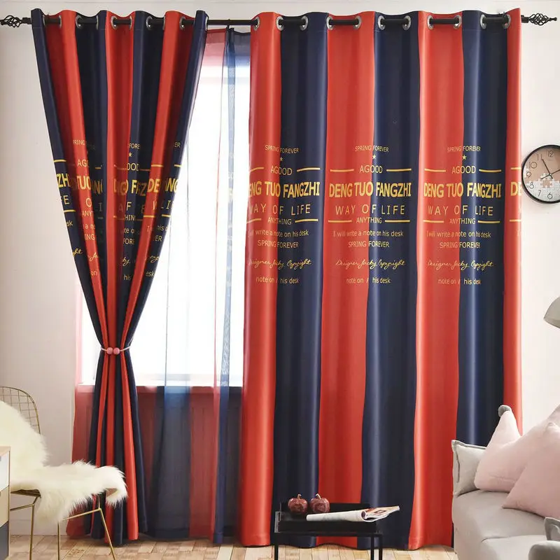 2019 полосатые шторы для гостиной столовой светонепроницаемые занавески красный