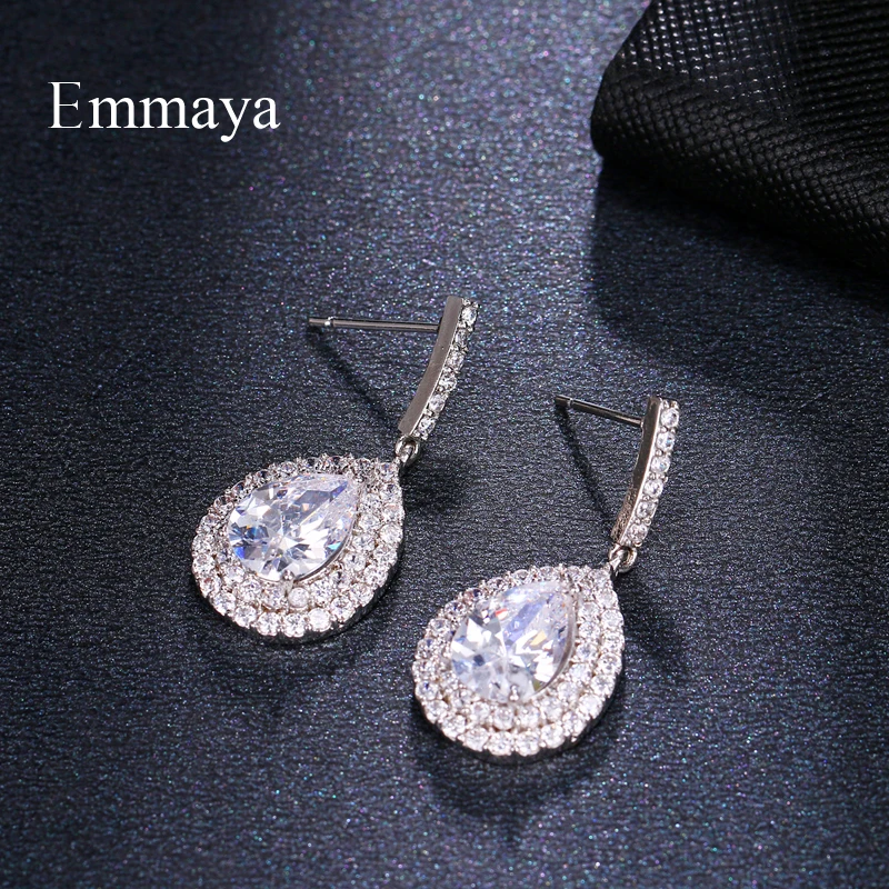 Emmaya женские роскошные серьги гвоздики с кристаллами циркония 3 цвета свадебные