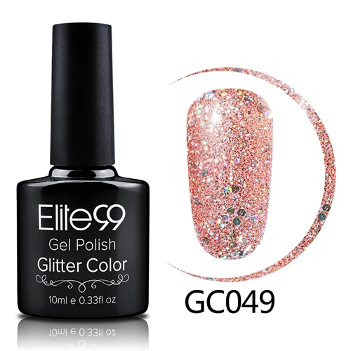 GC049 Elite99, 10 мл, блестящий гель для ногтей с блестками, лак для ногтей, легко отмачивается, Алмазный Гель-лак для ногтей, нужен, машина, стабильная основа, верхнее покрытие, лак для ногтей - Цвет: GC049