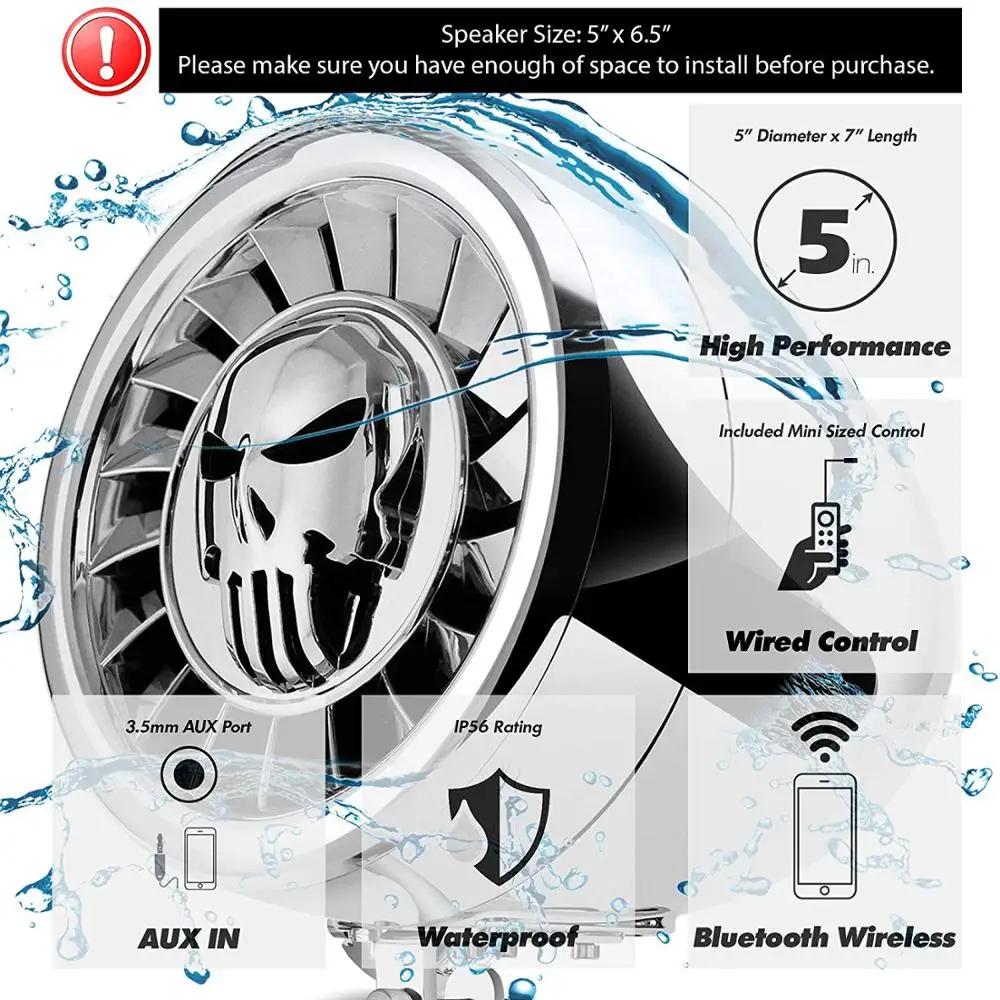 Aileap SPK500N 600 Вт Встроенный усилитель " полный диапазон водонепроницаемый ATV RZR UTV bluetooth-стереоколонки аудио система усилителя(хром