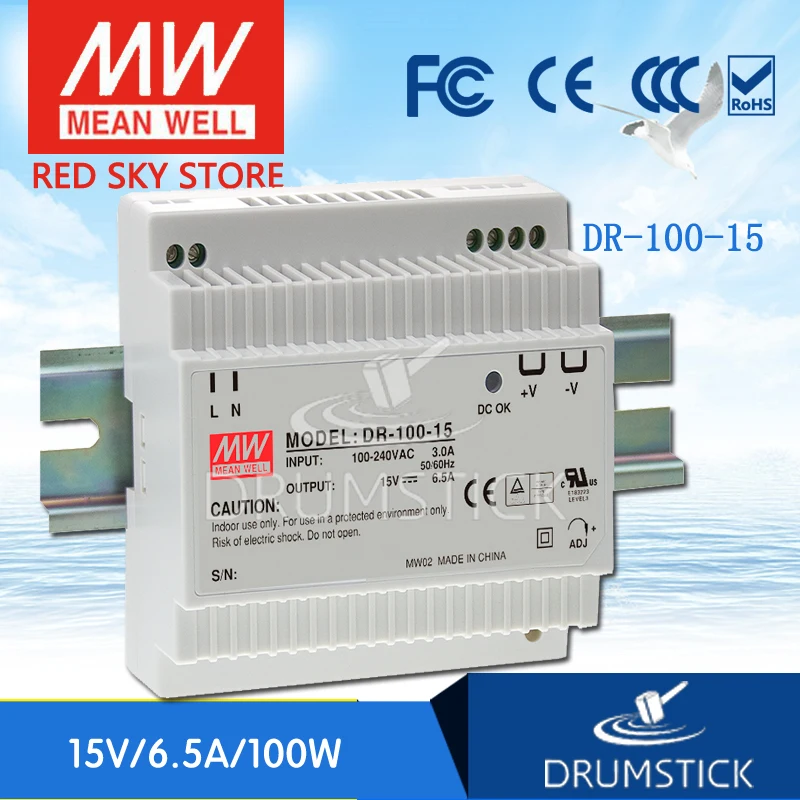 

Steady MEAN WELL DR-100-15 15V 6.5A meanwell DR-100 15V 97.5W Single Output Industrial DIN Rail Power Supply