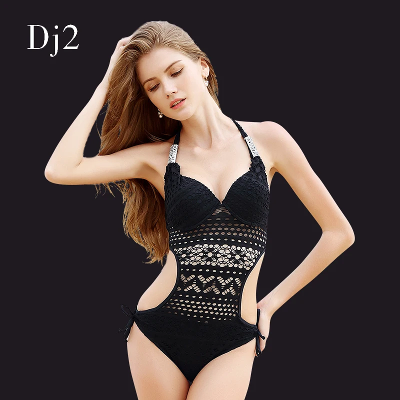Новинка 2017 сексуальный женский кружевной купальник цельный v образный вырез