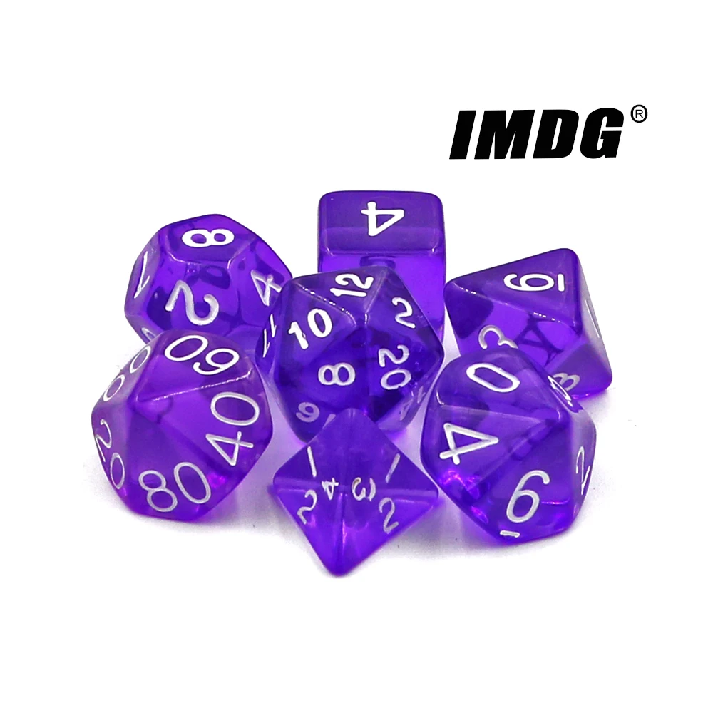 IMDG Новые 7 шт./компл. творческие RPG игровые кубики многогранные Акриловые Кубики DND