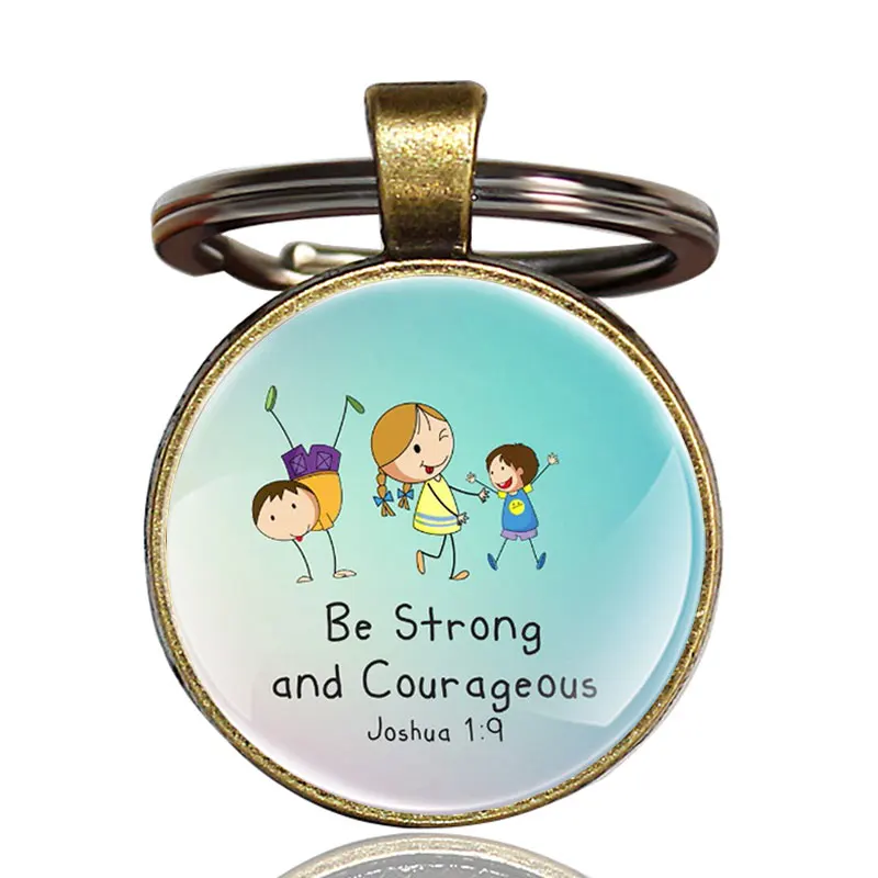 

Fashion Classic Be Strong And Courageous Bible Verses Key Chains Charm Men Women Belief Of The Lord Jewelry Gift Key Rings
