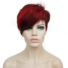 StrongBeauty женский красный короткий парик Пикси срезанный синтетический монолитным Полный Парики натуральный
