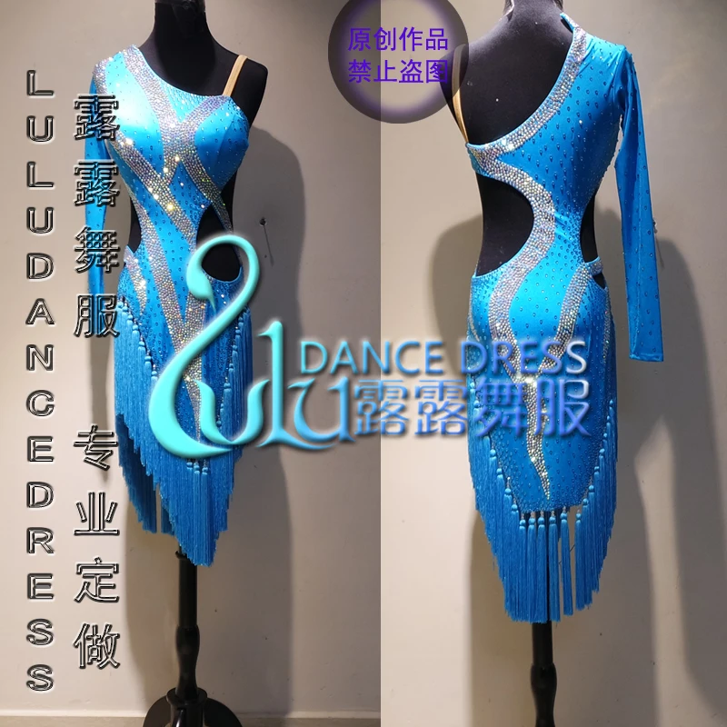 Костюм с синими кисточками для самбы костюм сальсы латино танцев|samba costume|costume