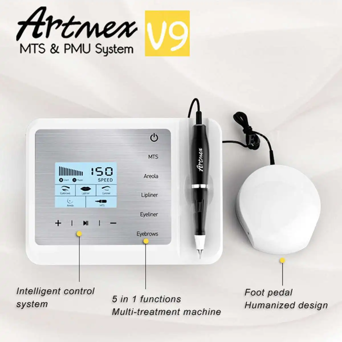 Новинка, Перманентный макияж, тату-машина Artmex V9, для бровей, губ, Вращающаяся ручка, МТС, пму, система с V9, иглы для татуировки, новинка