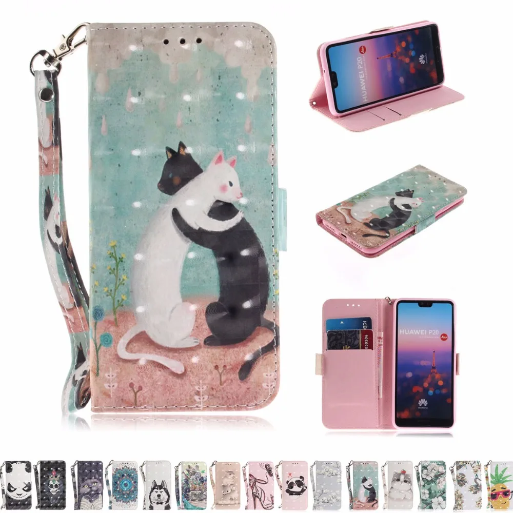 Чехлы для телефонов DAXING HUAWEI P20 чехол Fundas оболочка с 3D рисунком кошелек флип из