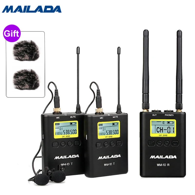 WM-10 n Gifts WM-10 Профессиональный UHF беспроводной микрофон петличный микрофон приемник передачи для dslr камер sony canon Osmo Карманный WM10 - Цвет: WM-10 n Gifts