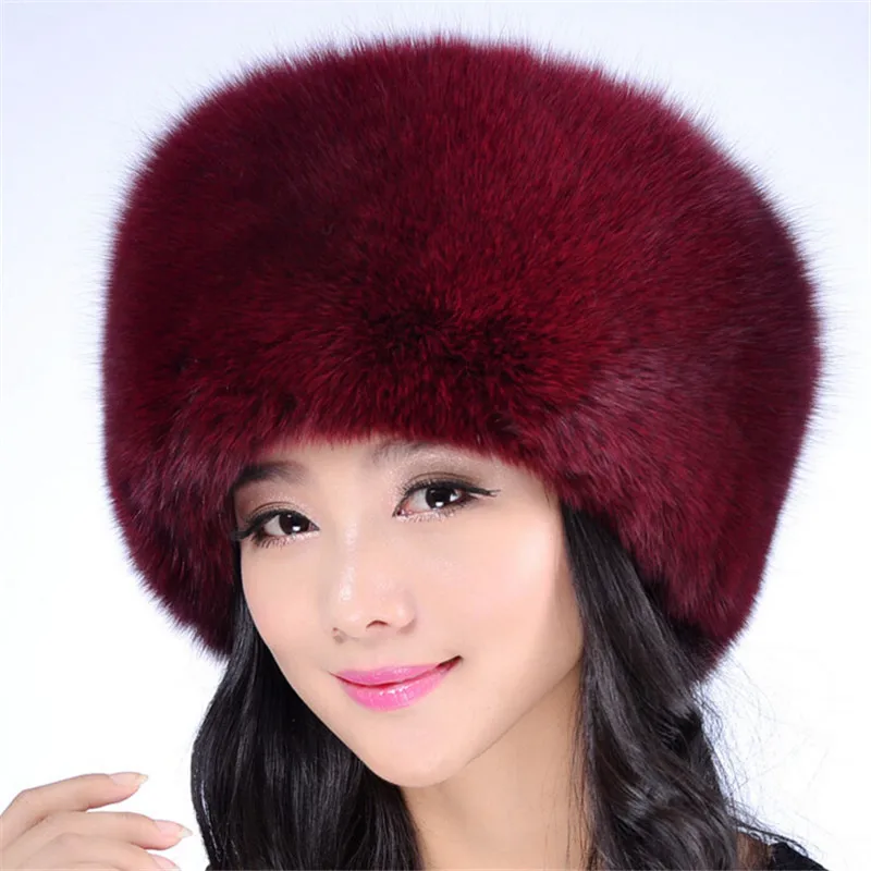 Зимние шапки 2018 женские теплые из натурального меха норки Женские монгольского