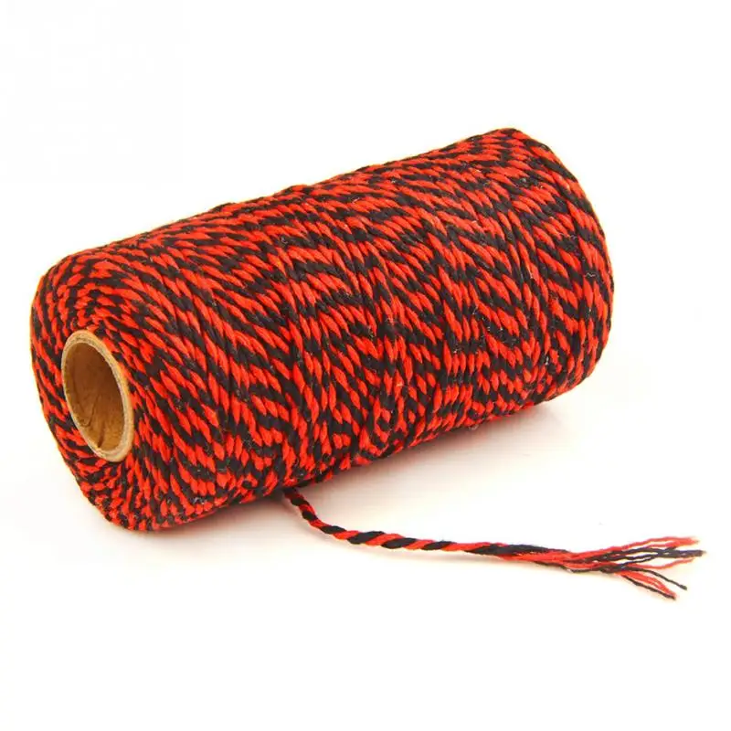 Red Black 100 м/рулон хлопковой Струны DIY Подарочная коробка для упаковки веревка для выпечки шпагат шнур деревенский кантри ремесла швейная веревка 15 цветов#20 - Цвет: Red Black