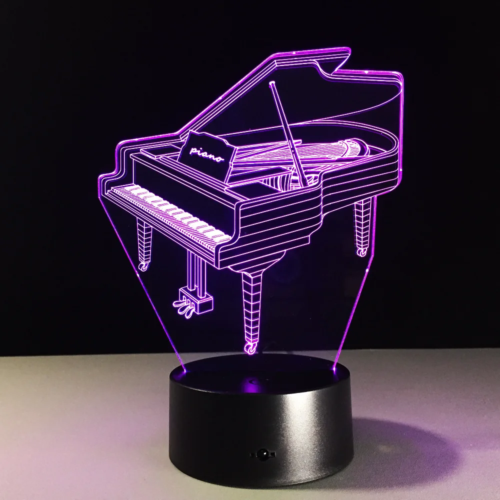 Музыкальный инструмент фортепиано 3D USB светодиодный светильник 7 цветов лампа музыкальный подарок для детской спальни Элегантные ночные огни RGB лава лампа