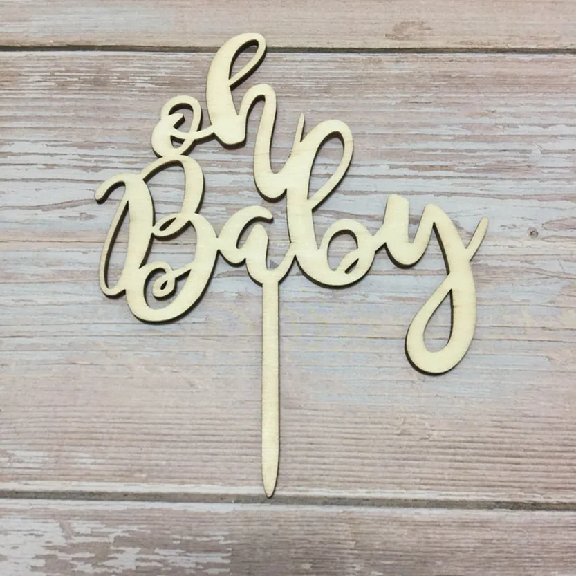 20шт OH BABY laser деревянный день рождения, детский душ торт Топпер