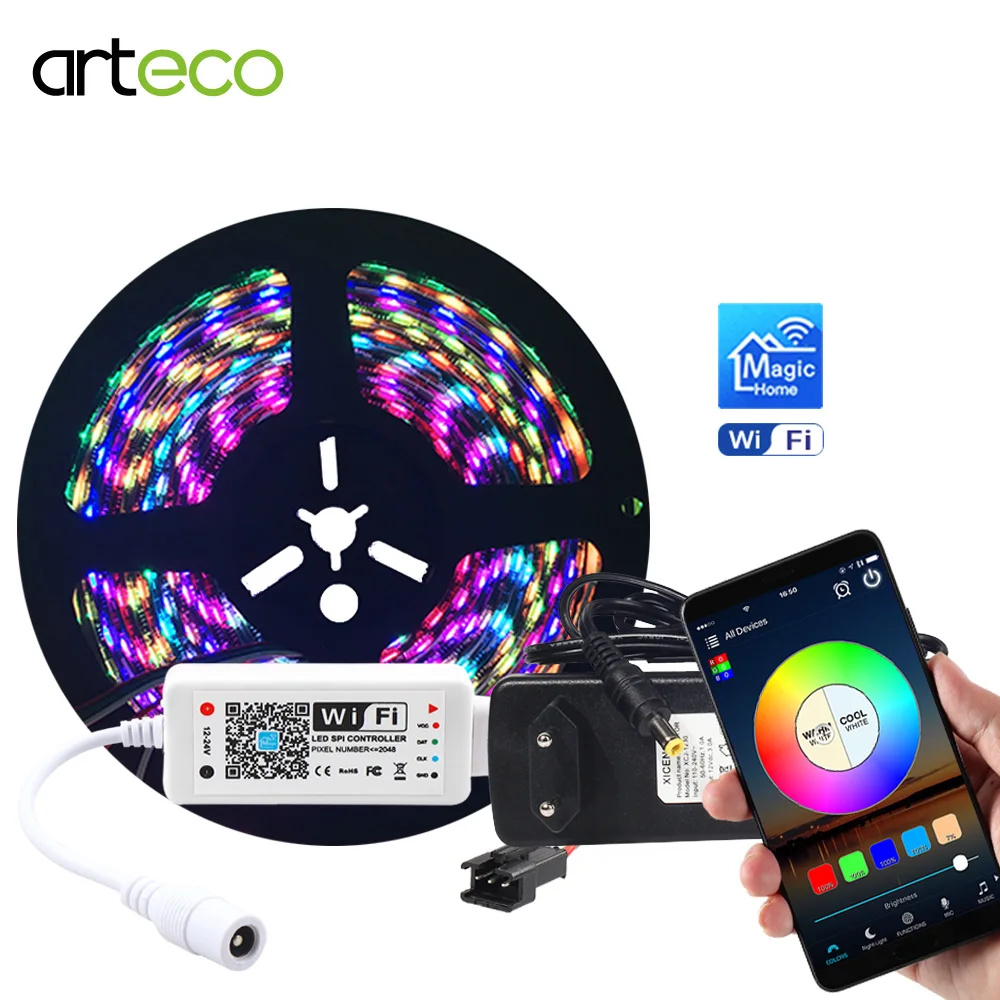 Светодиодный светильник Dream color WS2811 RGB, светодиодный светильник 5050 RGB, wifi, музыкальный контроллер, адресуемый 30/60 светодиодный s 1 M/2 M/3 M/4 M/5 M