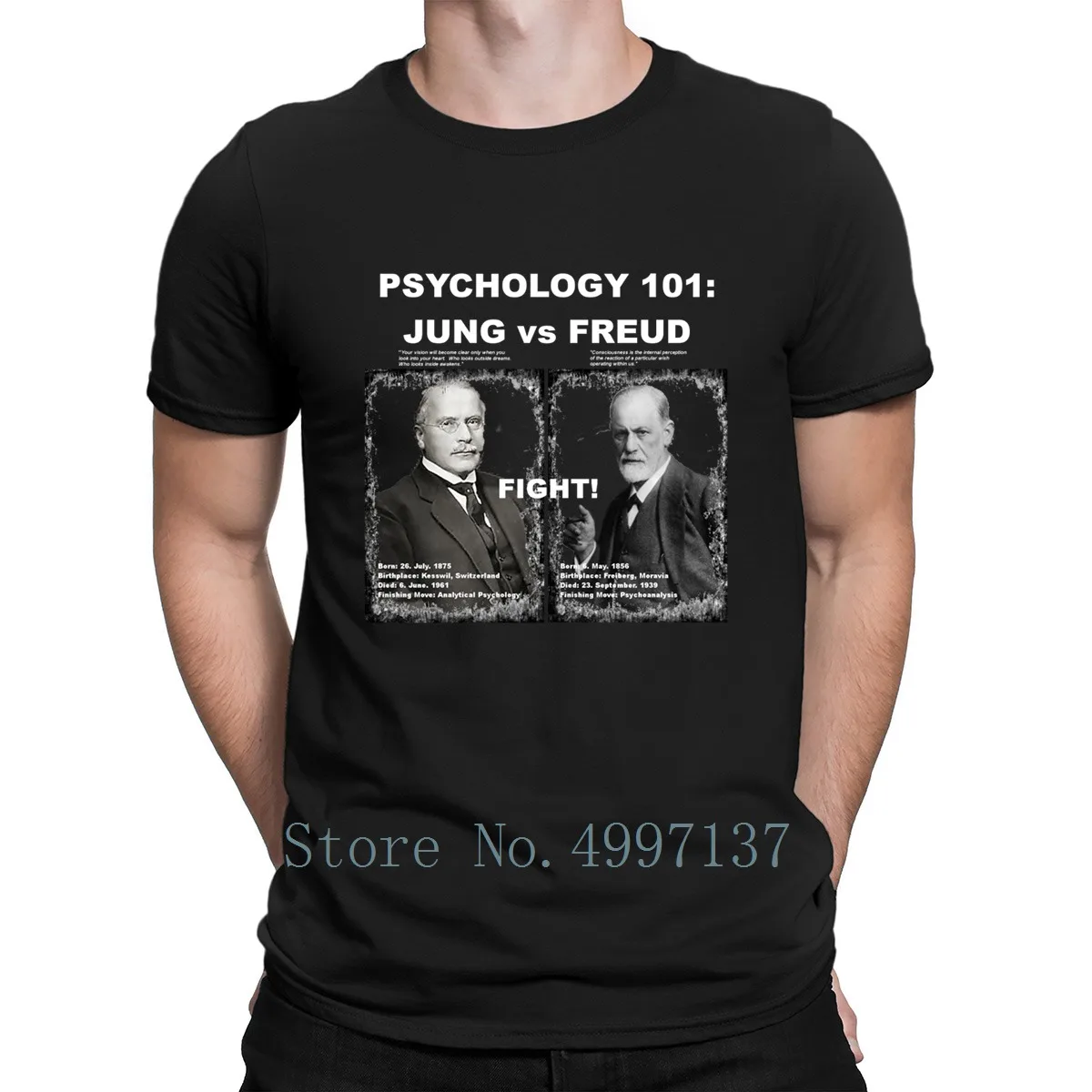 Психологическая коллекция 101 футболка Jung Vs Freud хлопковая весенне-осенняя