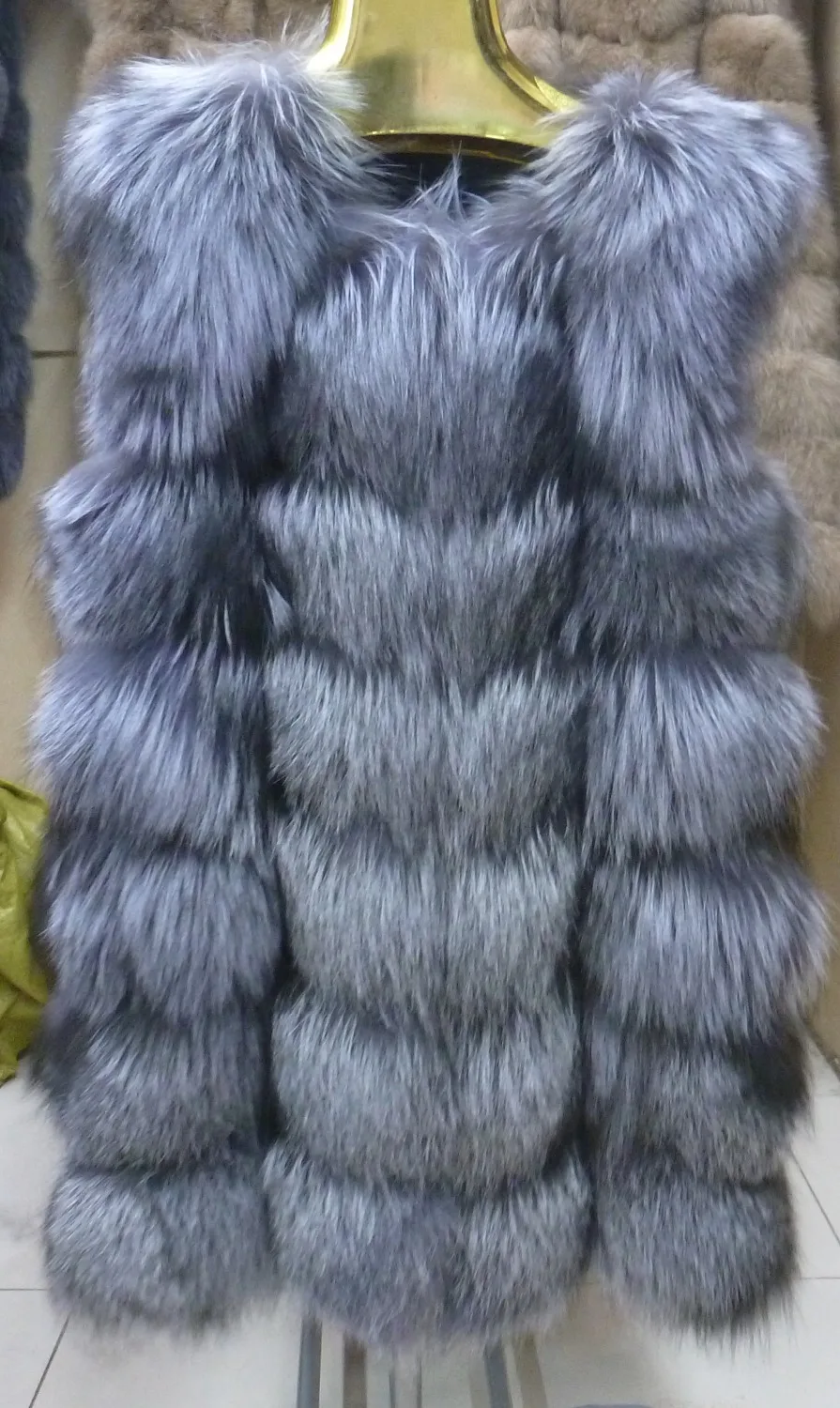 Новое поступление женский жилет из натурального Лисьего меха пальто цельного