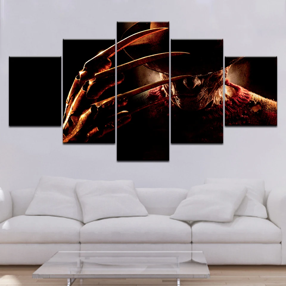 5 панелей &quotКошмар на улице Вязов&quot Фредди картины Wall Art шт. принты Фотографии