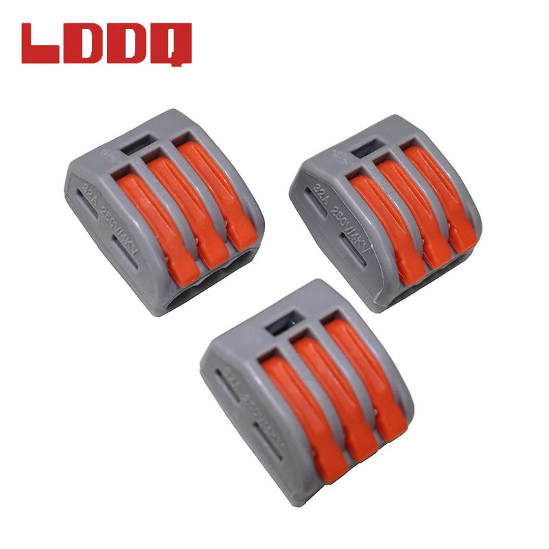 LDDQ 100PCS PCT213 Connector Universal Compact Wire Wiring Connectors 3 Pin Conductor Terminal Block Level AWG 28-12 | Обустройство