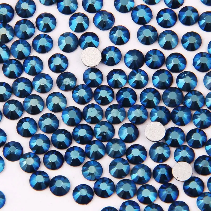 Cobalt Blue SS10/2,8 мм около 1440 шт 3D дизайн ногтей стеклянные стразы для ногтей без горячей фиксации плоские с оборота Стразы для ногтей/лица - Цвет: Cobalt Blue