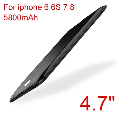 black 5800 мач чехол для зарядного устройства для iPhone 6, 6 S, 7, 8, 4,7 дюймов, внешний резервный чехол для зарядки аккумулятора, чехол для внешнего аккумулятора - Цвет: black