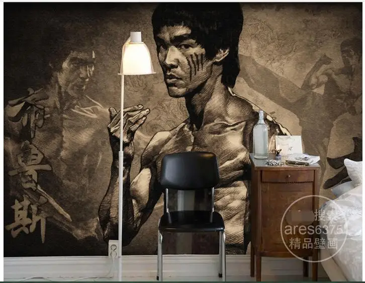 Настенные 3d обои на заказ нетканые фотообои с ностальгическим Брюсом Ли декор