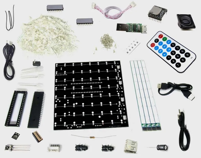 New led electronic diy kit 3D 8S 8x8x8 mini mp3 music light cubeeds built-in audio spectrum for TF card | Электроника
