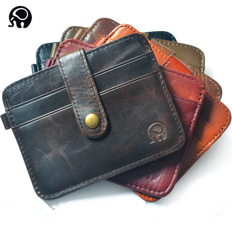 Мужской кошелек деловой искусственный кожаный из бычьей кожи с тонкой пряжкой