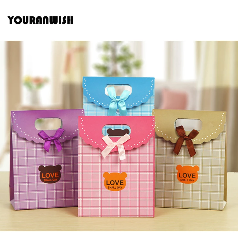 12 шт./лот розовый фиолетовый бумажный подарочный пакет для свадебного украшения