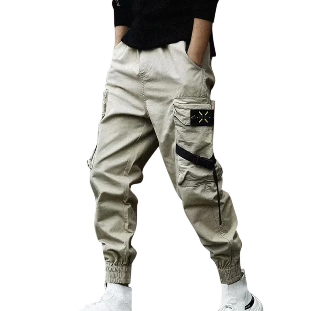 Khaki KLV брюки модные брюки карго мужские летние новые стильные модные комбинезоны повседневные однотонные удобные брюки все сезоны 9530 - Цвет: Khaki