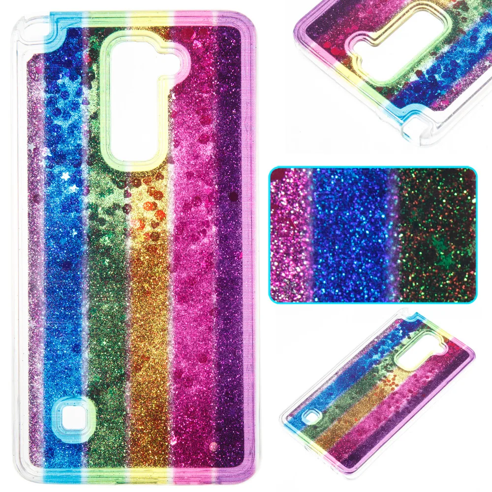 High Quality Soft Flash The Rainbow Series Glitter Dynamic Liquid Quicksand Phone Back Cover Case For LG LS775 |