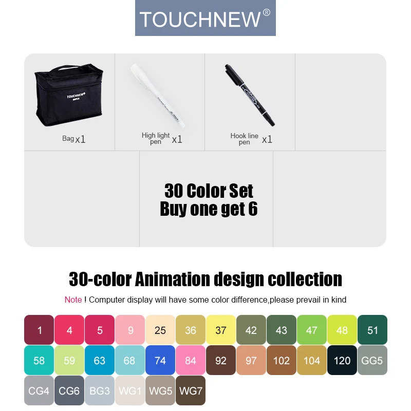 30 Animation design TouchFIVE 30/40/60/80/168 набор цветных маркеров на спиртовой основе для художников, высокое качество чернил для рисования марги, скетчей, дизайна - Цвет: 30 Animation design