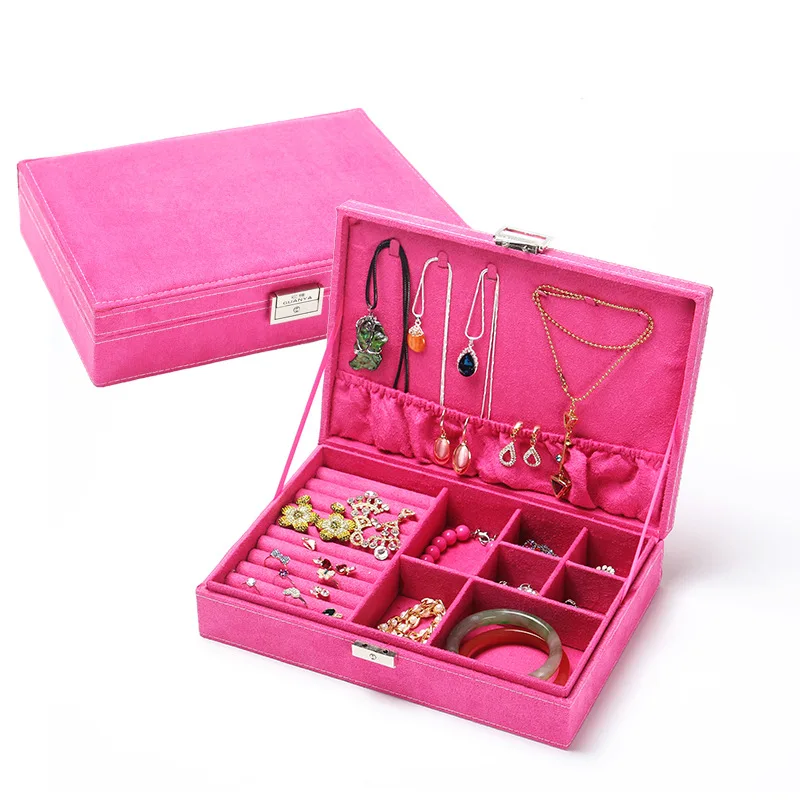 YINUO 2019 New Flannel Jewelry Box Big Capacity Organizer choker Ring necklace Storage | Дом и сад