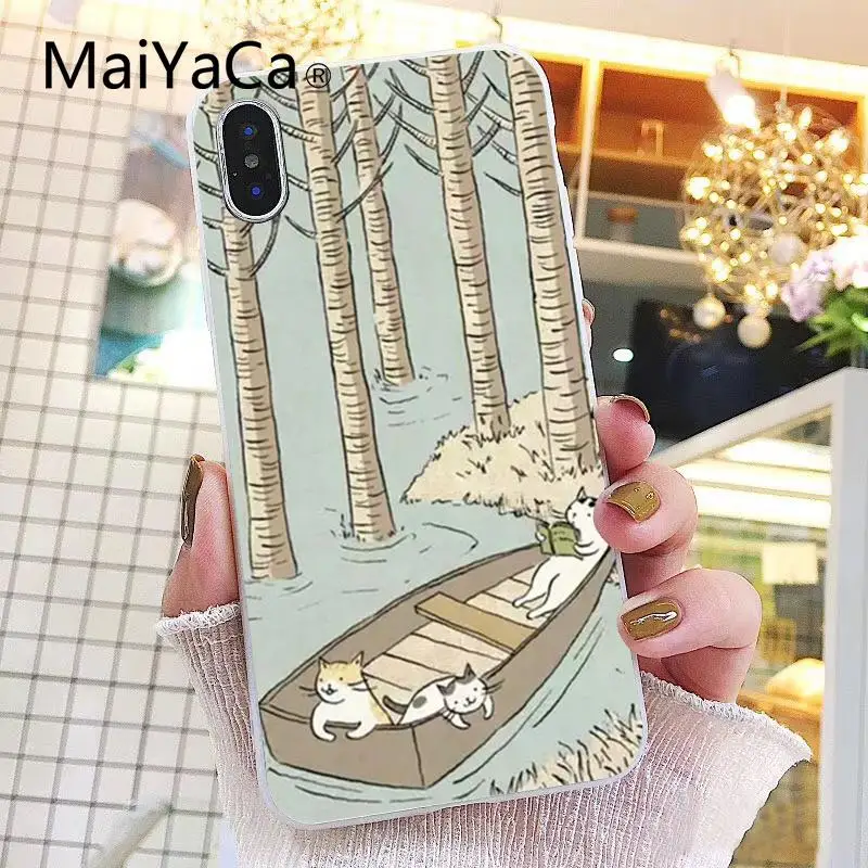 Чехол Maiyaca с японским рисунком кота для iPhone 8 7 6 6S Plus 5 5S SE XR X XS MAX | Мобильные