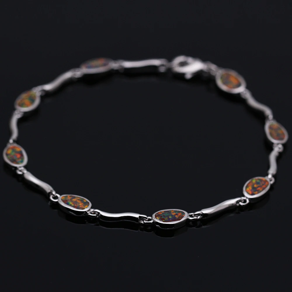 Браслеты женские посеребренные с синим и коричневым огненным опалом SL208 |