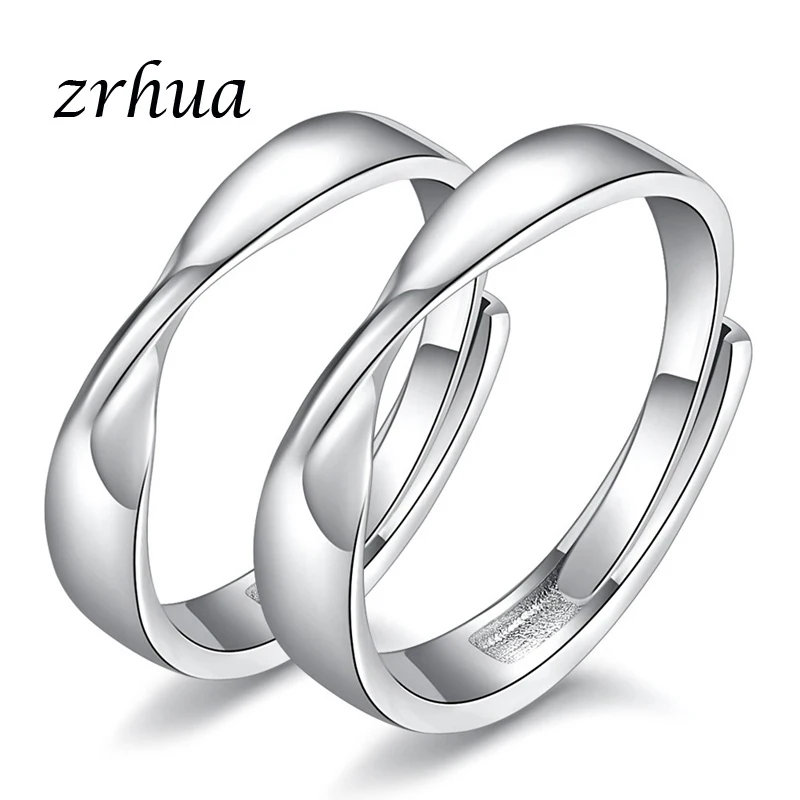 ZRHUA настоящие 925 пробы серебряные кольца для мужчин и женщин Открытые