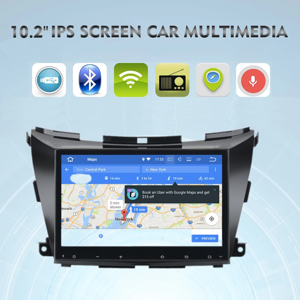 Автомагнитола 1 din GPS Android 10 для Nissan Murano Z52 DVD плеер 2015 2016 2017 2 дюйма IPS 2.5D экран