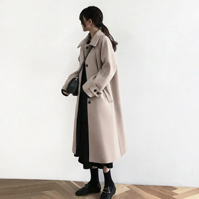 2019 Wool overcoat women's medium and long fashionable thin cloth fashion coat | Женская одежда
