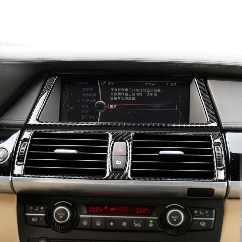 Carbon Fiber Car Console GPS Navigation NBT Screen Frame Air Conditioning CD Panel Cover Trim Accessories For BMW E70 E71 X5 X6 |