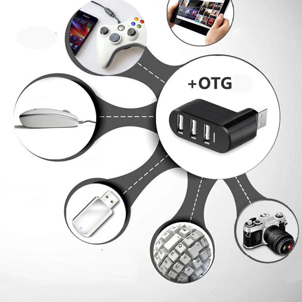 3 порта USB 2 0 Мини Поворотный сплиттер адаптер концентратор для ПК ноутбук Mac 4