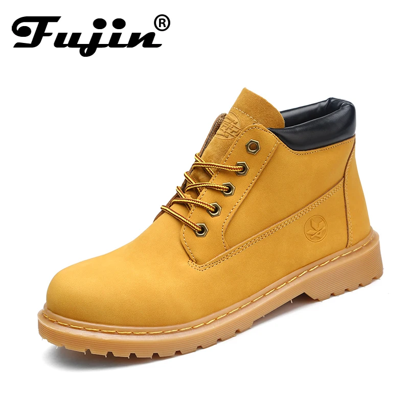 Fujin/новинка Модная обувь на плоской подошве Женские ботинки из искусственной