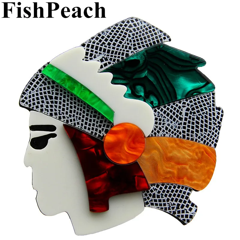 FishPeach новые большие акриловые индийские фигурки Броши для женщин девушек большая